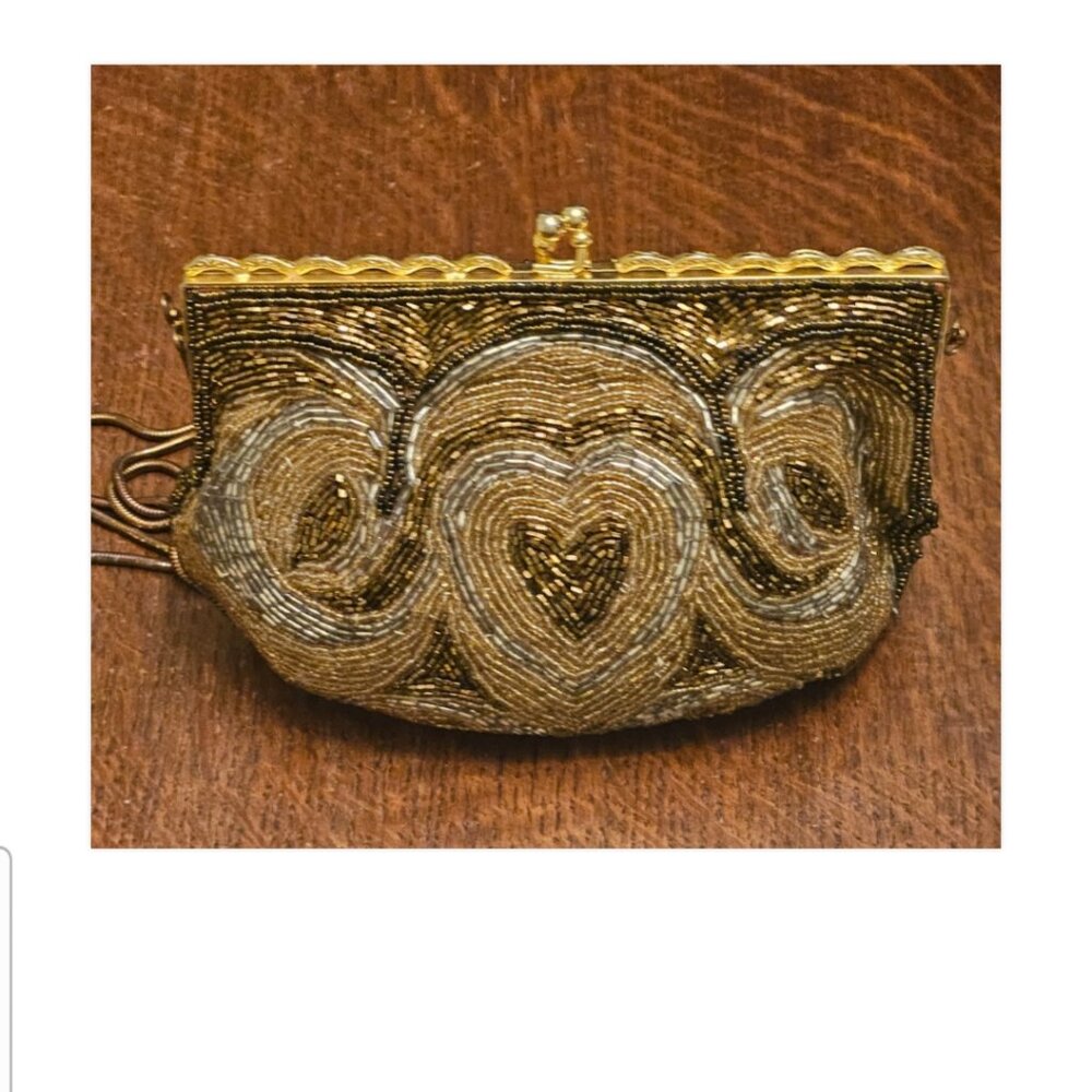 Vintage Beaded Magid Bronze & Gold Evening Bag